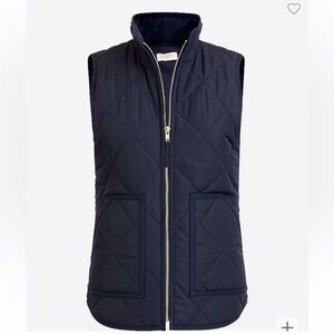J. Crew Factory Black Quilted Vest with gold zipper